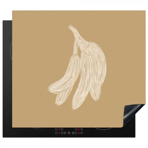 Herdabdeckplatte - Bananen - Beige - Strichzeichnung - Minimalistisch