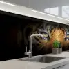 Tijger - Zwart - Dier keuken achterwand 2 middel -3d_schuin