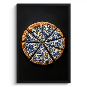 Bilder mit Rahmen - Pizza - Lebensmittel - Delfter Blau