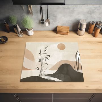 Herdabdeckplatte - Japandi - Landschaft - Beige