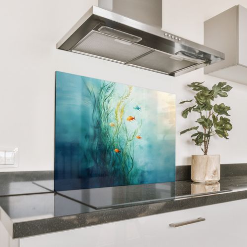 Spritzschutz Küche - Wasserpflanzen - Fische - Farbenfroh - Wasser