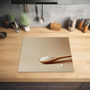 Herdabdeckplatte - Löffel - Reis - Holz - Beige