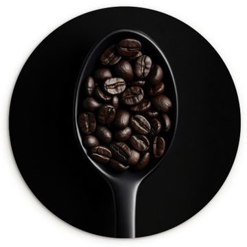 Runde Bilder - Kaffeebohnen - Löffel - Schwarz