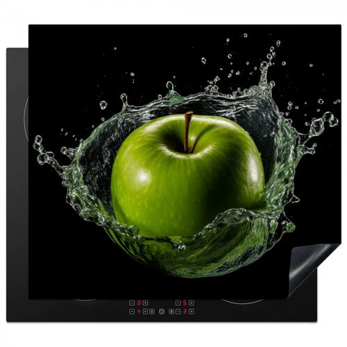 Herdabdeckplatte - Apfel - Grün - Obst - Wasser - Schwarz