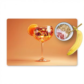 Tischset - Getränk - Orange - Glitzer - Disco - 6 Stück