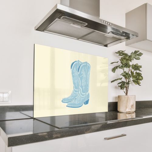 Spritzschutz Küche - Illustration - Cowboystiefel - Muster