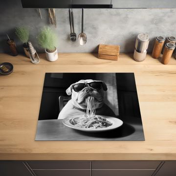 Herdabdeckplatte - Hund - Bulldogge - Brille - Hart - Tiere