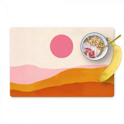 Tischset - Sonne - Hügel - Abstrakt - Rosa - 6 Stück