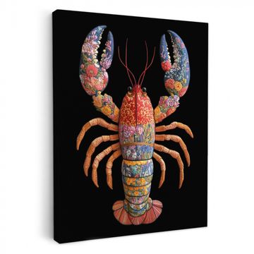 Leinwandbilder - Hummer - Stickerei - Bunt - Blumen