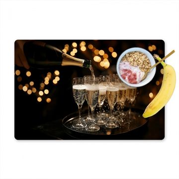 Tischset - Lichter - Champagner - Tablett - Gläser - 6 Stück