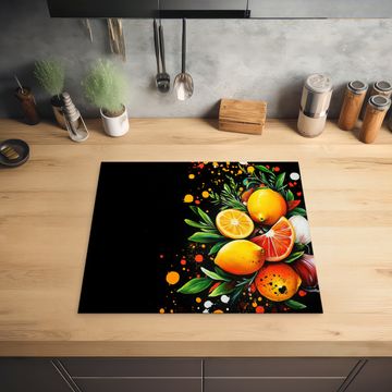 Herdabdeckplatte - Zitronen - Schwarz - Kräuter - Graffiti - Farbe