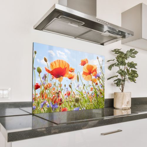 Spritzschutz Küche - Sommerlicher Tanz der Mohnblumen