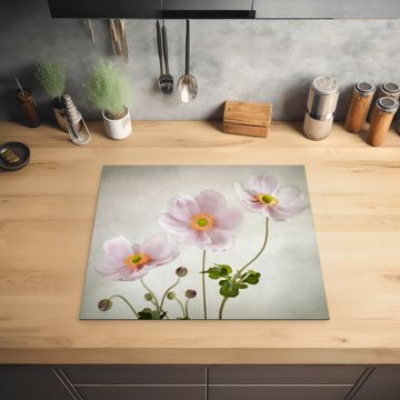 Herdabdeckplatte - Antike rosa Anemonenmalerei