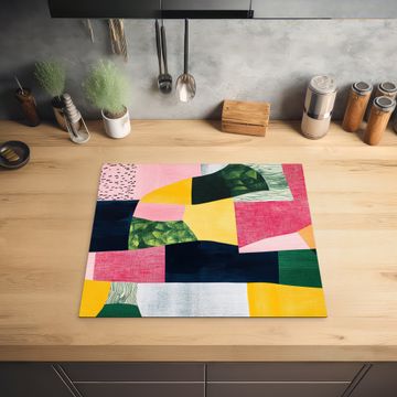 Herdabdeckplatte - Abstrakt - Rosa - Formen - Gelb