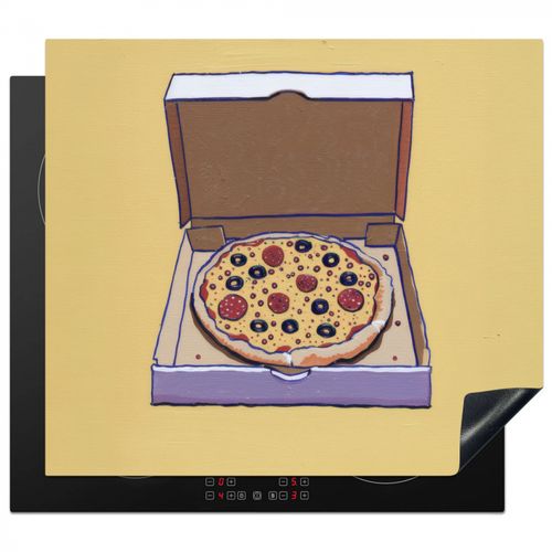 Herdabdeckplatte - Pizza - Schachtel - Salami - Illustration