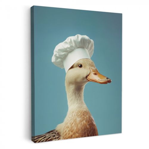 Leinwandbilder - Ente - Kochmütze - Süß - Vogel