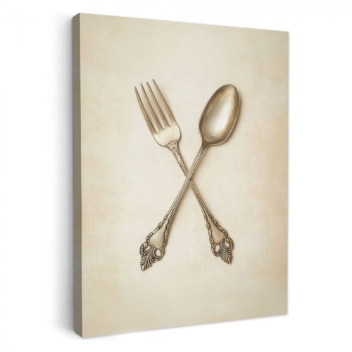 Leinwandbilder - Beige - Vintage - Besteck