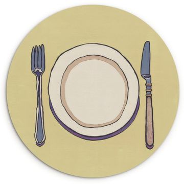 Runde Bilder - Illustration - Teller - Besteck - Beige