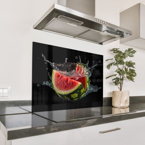 Spritzschutz Küche - Wassermelone - Schwarz - Wasser - Obst - Melone