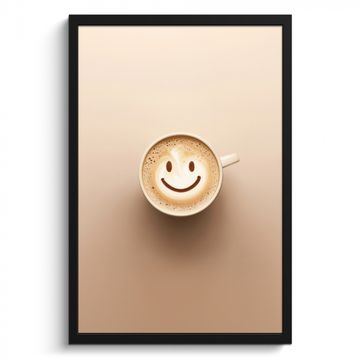Bilder mit Rahmen - Kaffee - Milchschaum - Lächeln - Beige