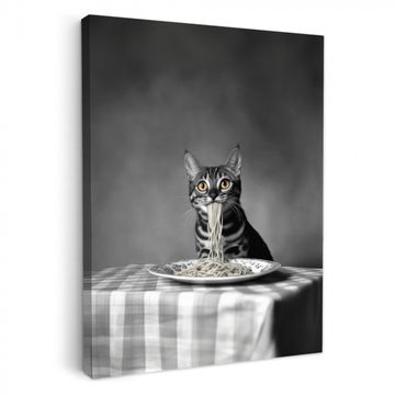 Leinwandbilder - Bengalisch - Katze - Tischtuch - Schwarz - Weiß - Tier
