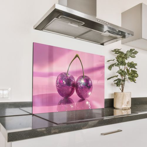 Spritzschutz Küche - Glitzer - Discokugel - Rosa - Kirsche