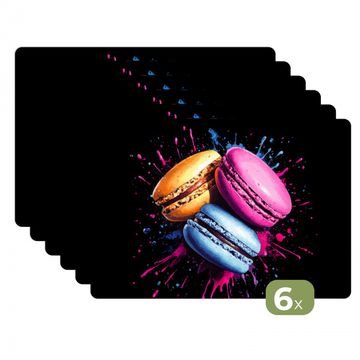 Tischset - Makronen - Dessert - Graffiti - Bunt - Rosa - Blau - Gelb - 6 Stück