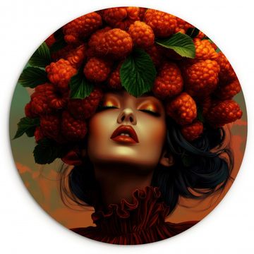 Runde Bilder - Frau - Himbeeren - Blätter