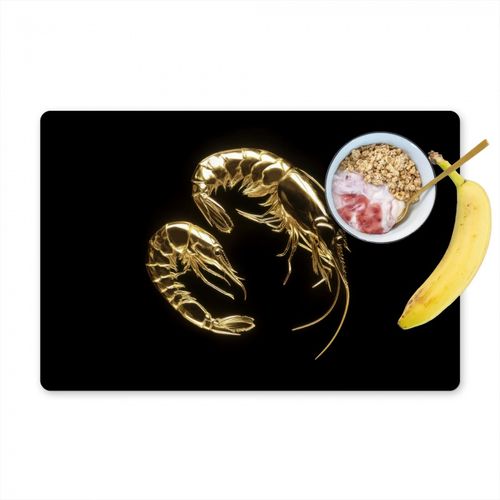 Tischset - Shrimps - Schwarz - Gold - Tiere - 6 Stück