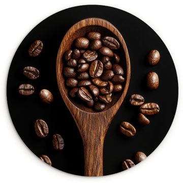 Runde Bilder - Holz - Schwarz - Kaffeebohnen