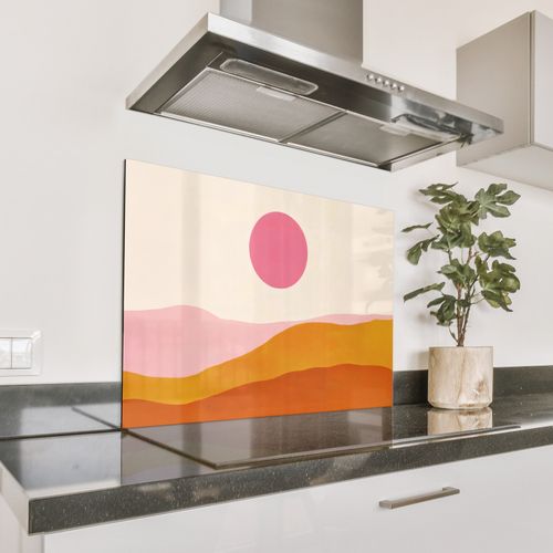 Spritzschutz Küche - Sonne - Hügel - Abstrakt - Rosa