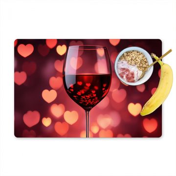 Tischset - Rot - Wein - Herzen - 6 Stück