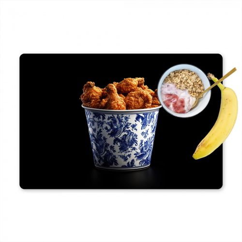 Tischset - Huhn - Eimer - Delfter Blau - Schmackhaft - 6 Stück
