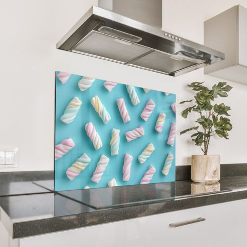 Spritzschutz Küche - Speck - Pastell - Bonbon - Blau