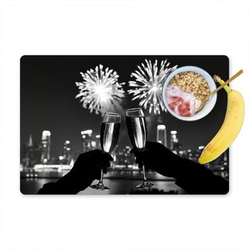 Tischset - Feuerwerk - Prost - Skyline - Champagner - 6 Stück
