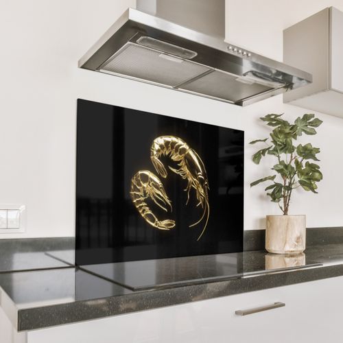 Spritzschutz Küche - Shrimps - Schwarz - Gold - Tiere
