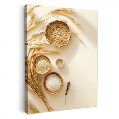 Leinwandbilder - Müsli - Holz - Schale - Beige
