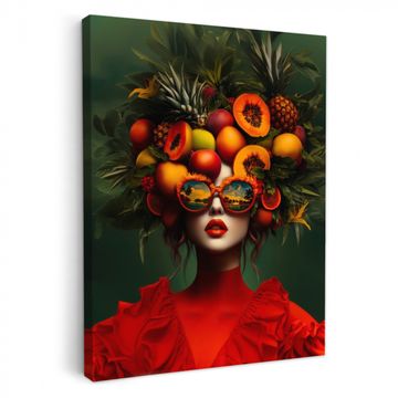 Leinwandbilder - Frau - Früchte - Papaya - Ananas