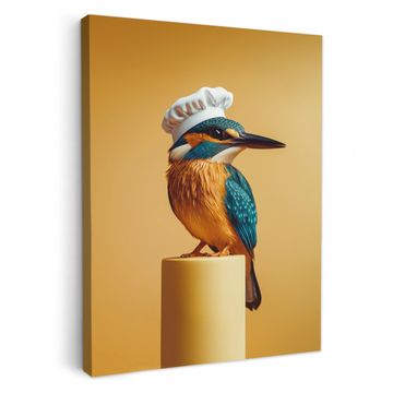 Leinwandbilder - Eisvogel - Säule - Kochmütze - Vogel