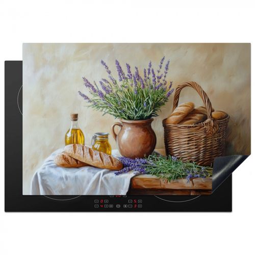 Herdabdeckplatte - Lavendel - Brot - Stilleben