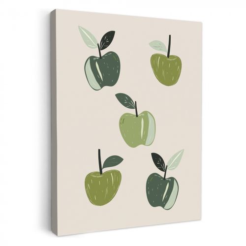 Leinwandbilder - Äpfel - Grün - Illustration - Blätter