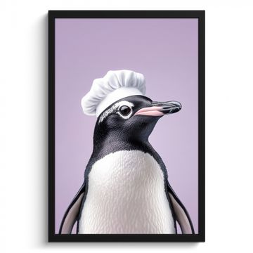 Bilder mit Rahmen - Pinguin - Kochmütze - Lieb - Lila