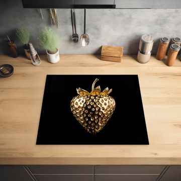 Herdabdeckplatte - Erdbeere - Gold - Schwarz - Chrom