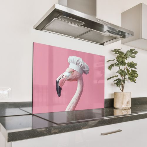 Spritzschutz Küche - Flamingo - Rosa - Kochmütze - Vogel