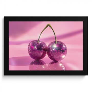 Bilder mit Rahmen - Glitzer - Discokugel - Rosa - Kirsche