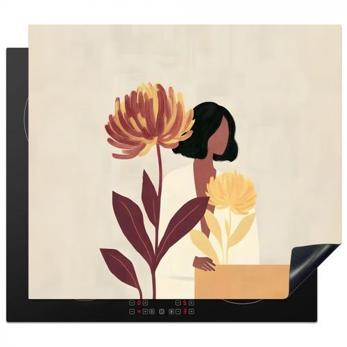 Herdabdeckplatte - Frau - Minimalistisch - Blume