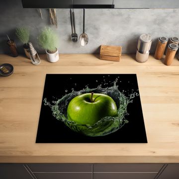 Herdabdeckplatte - Apfel - Grün - Obst - Wasser - Schwarz