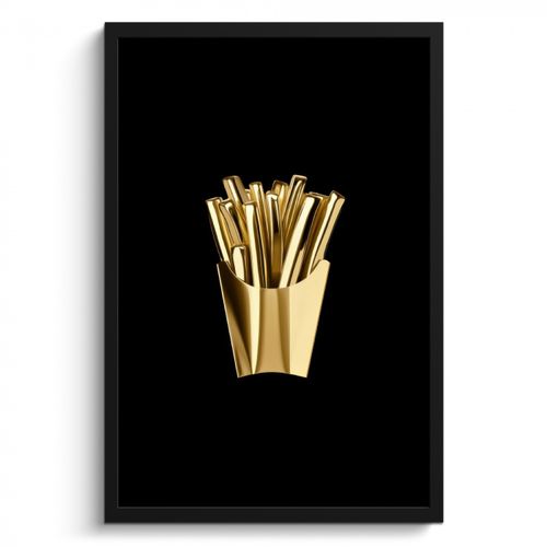 Bilder mit Rahmen - Pommes frites - Gold - Chrom - Lebensmittel