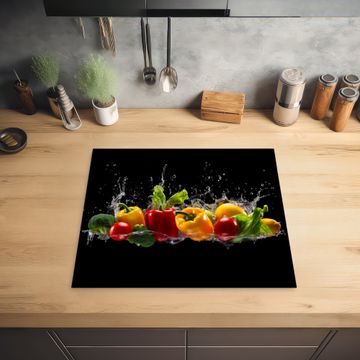 Herdabdeckplatte - Paprika - Wasser - Gemüse - Schwarz