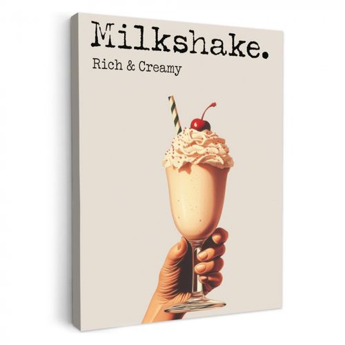 Leinwandbilder - Milchshake - Kirsche - Strohhalm